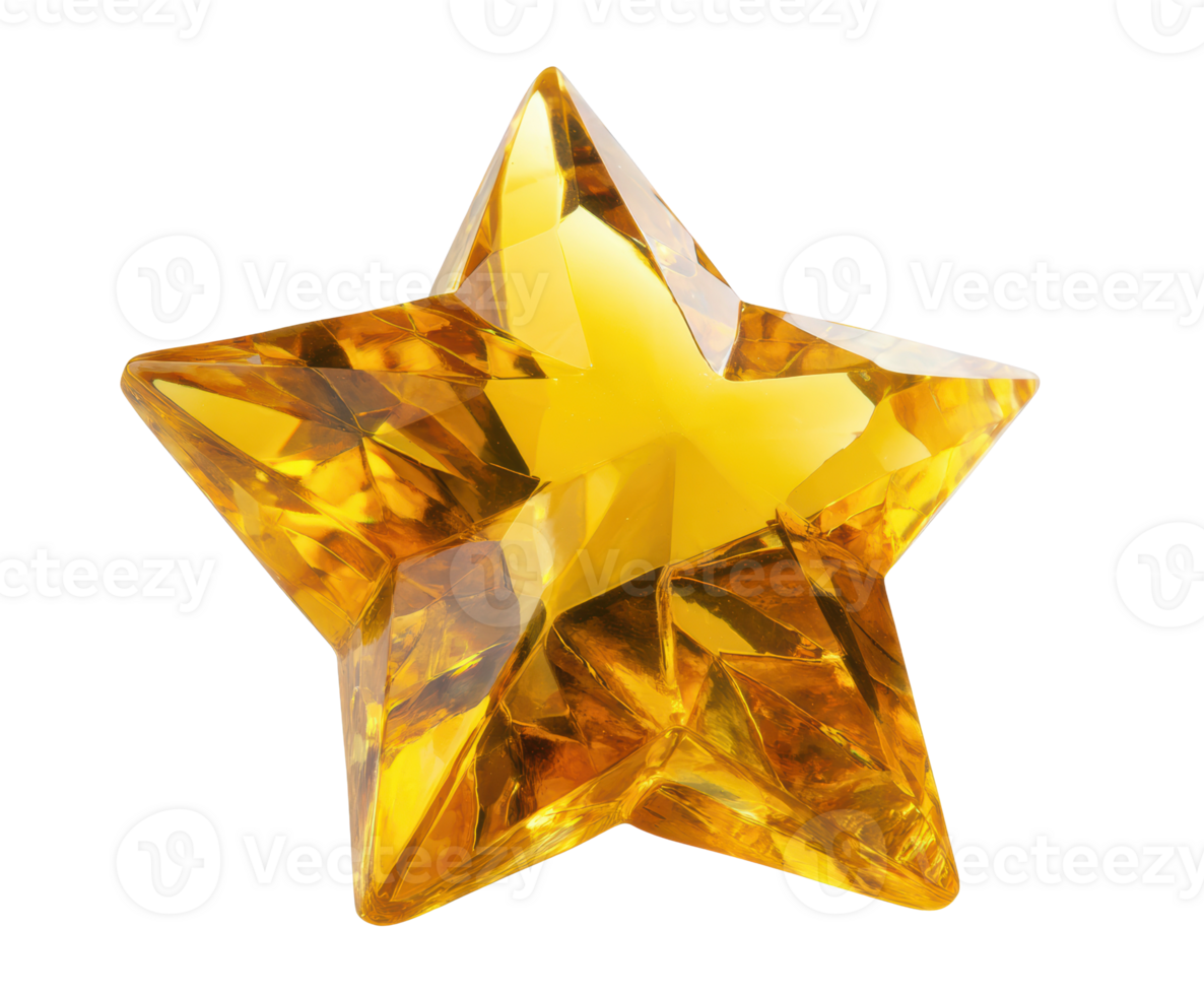 Bright yellow crystal star for decorative purpose and design png