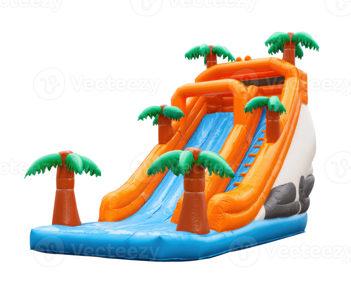 Bright inflatable water slide for summer fun at pool parties png