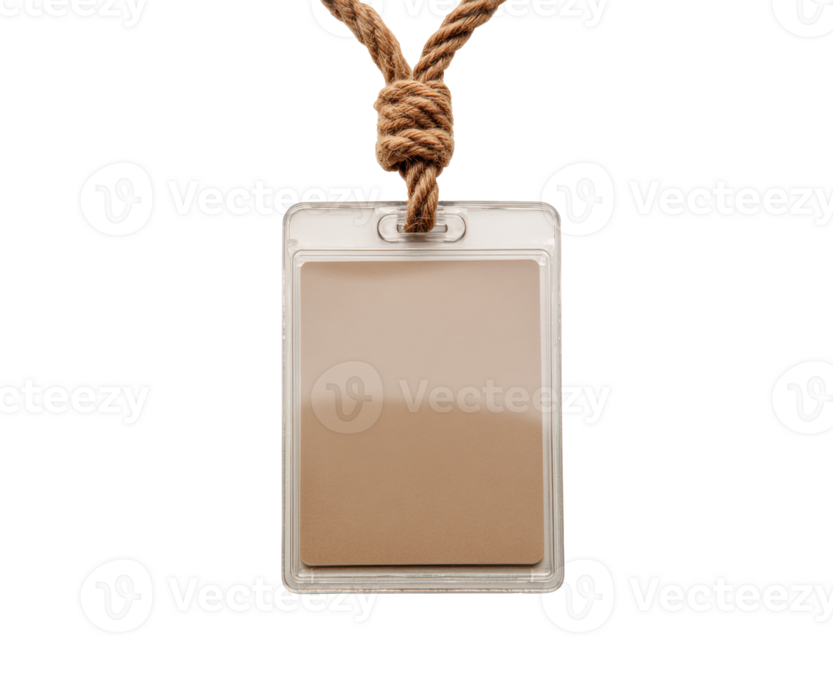 Blank identification card holder with rope for easy carrying png