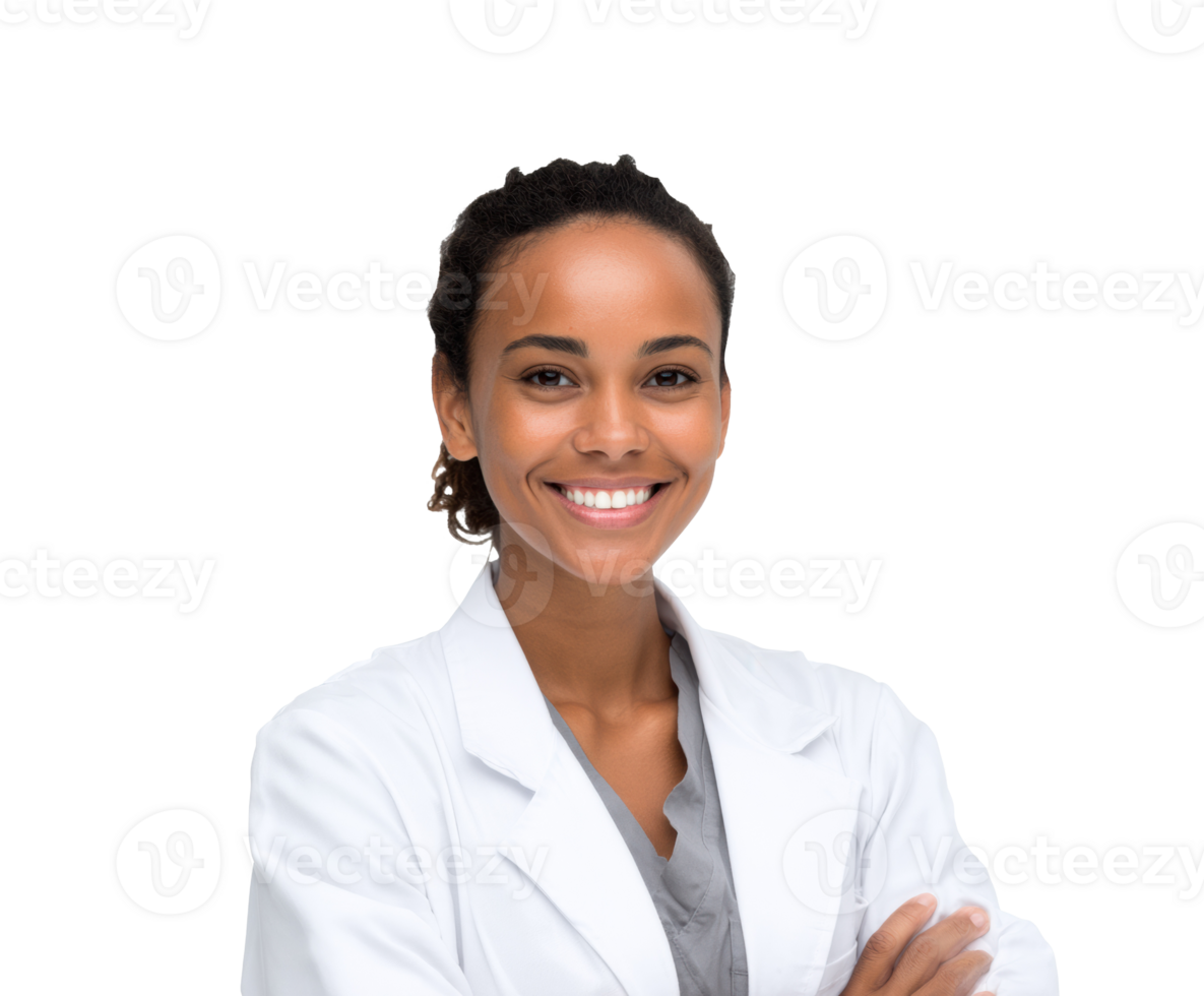 Confident medical professional smiling in lab coat png
