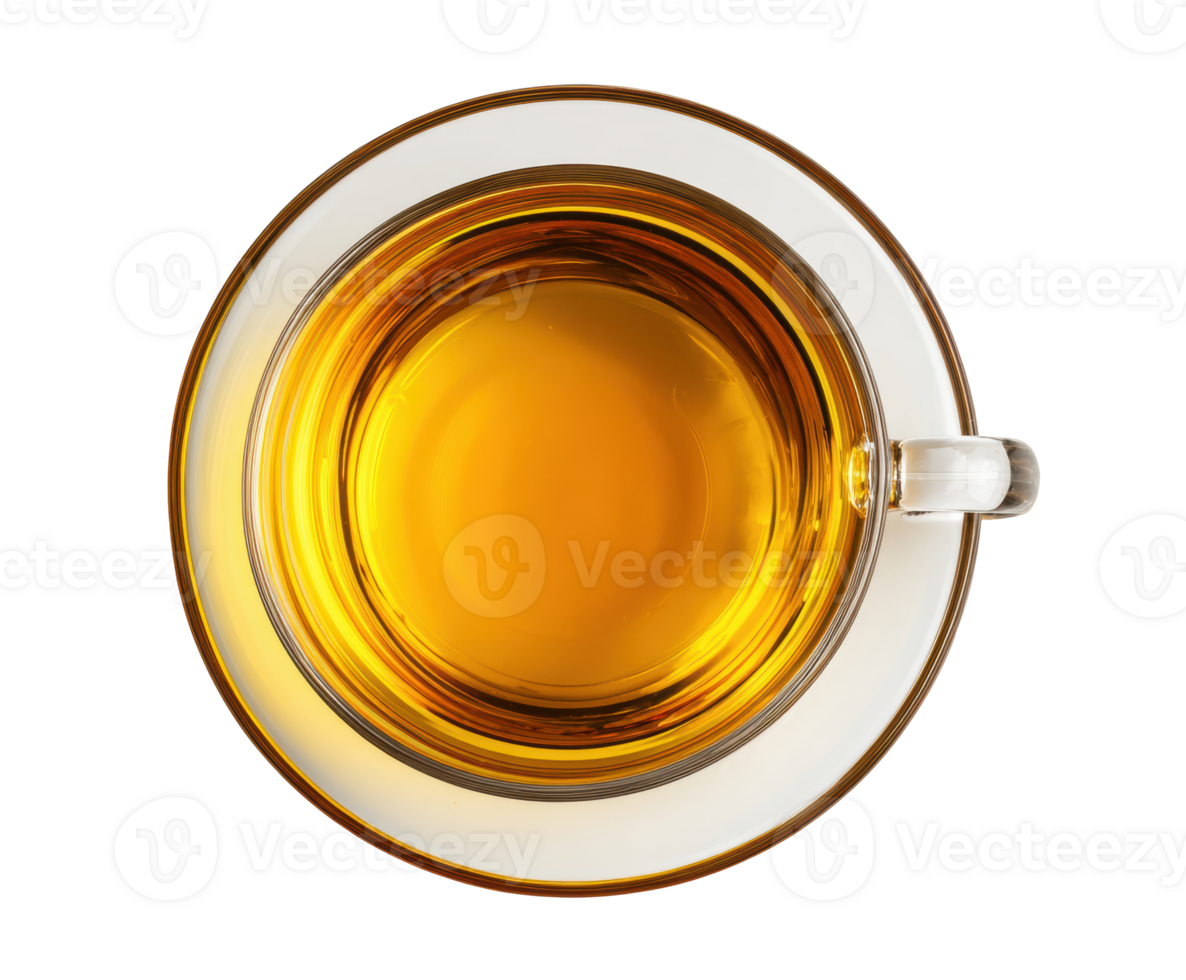Warm herbal tea in a transparent cup on a wooden table png
