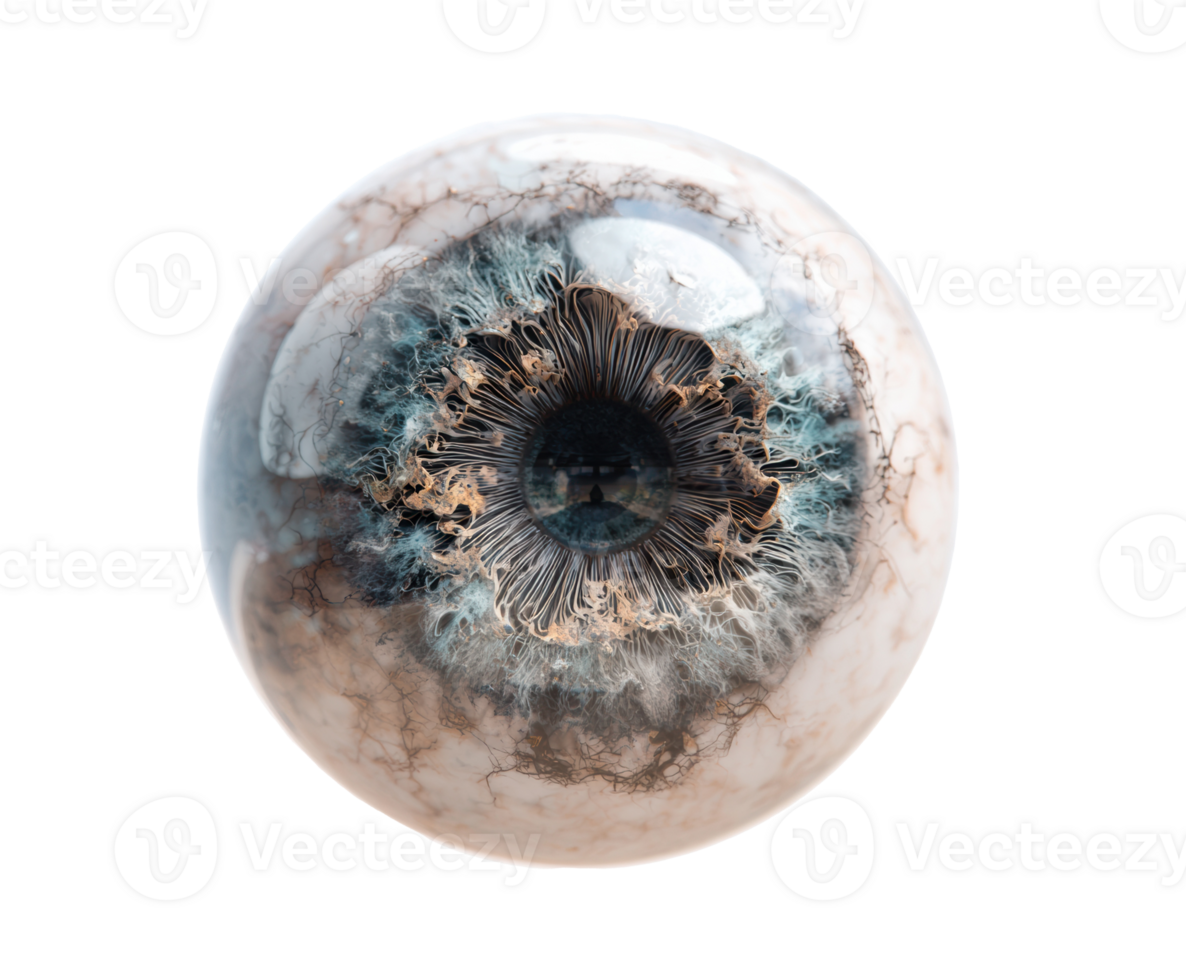 Unique close-up view of a human eye with intricate details png