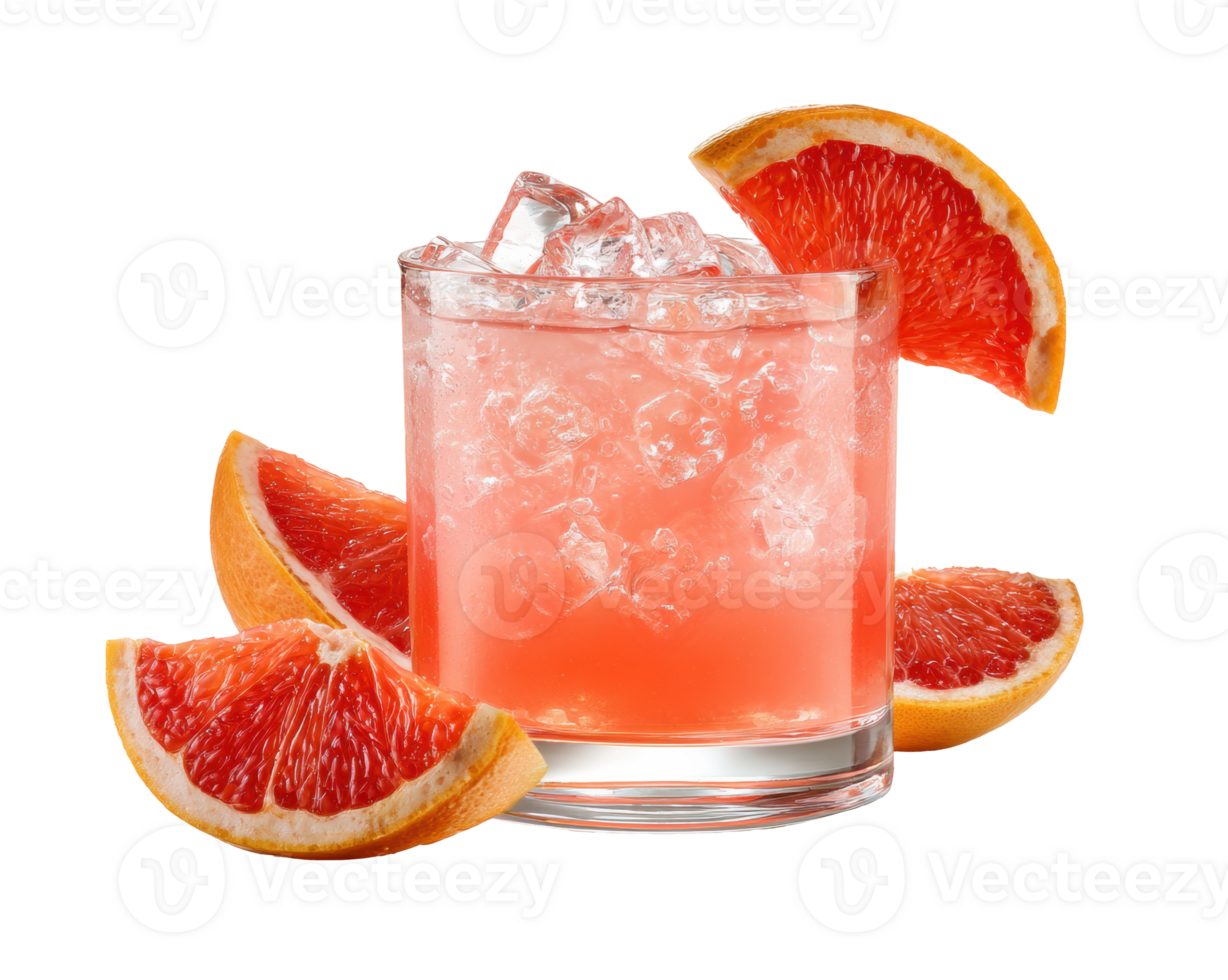 Chilled grapefruit cocktail with ice for summer fun png