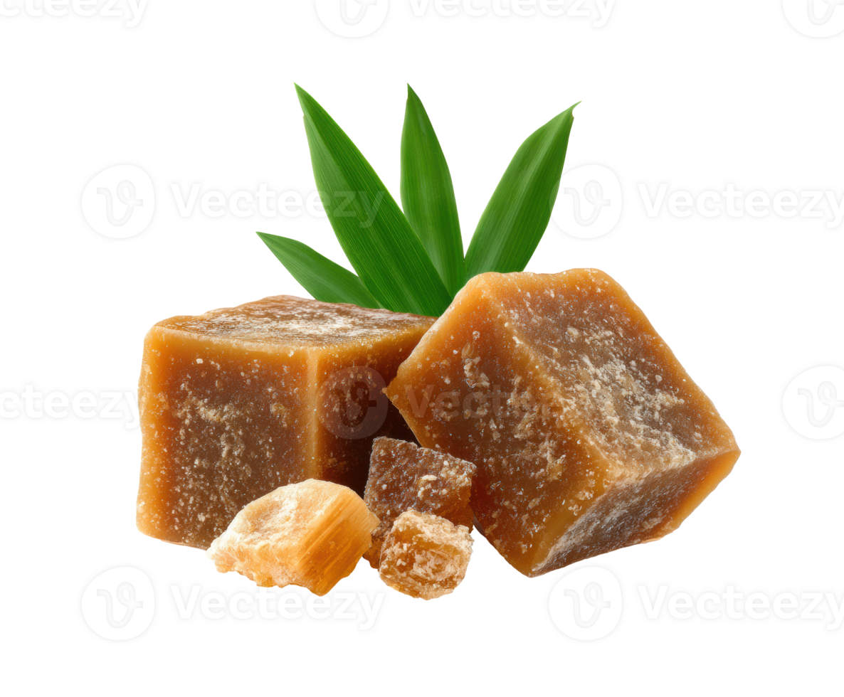 Natural herbal sweetness in sugarcane blocks with leaves png