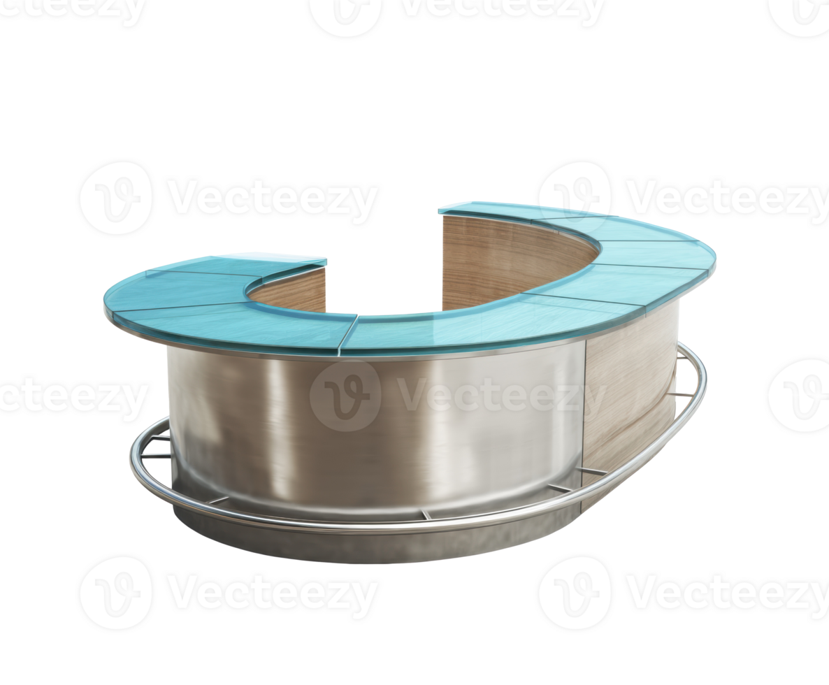 Modern curved bar design with turquoise counter surface png