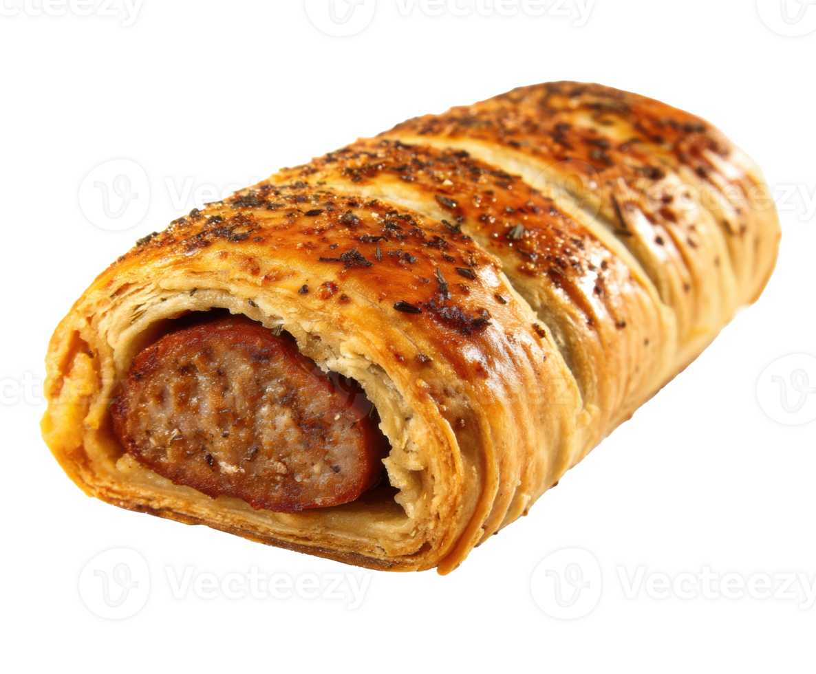 Savory sausage roll ready for enjoyment at a casual gathering png