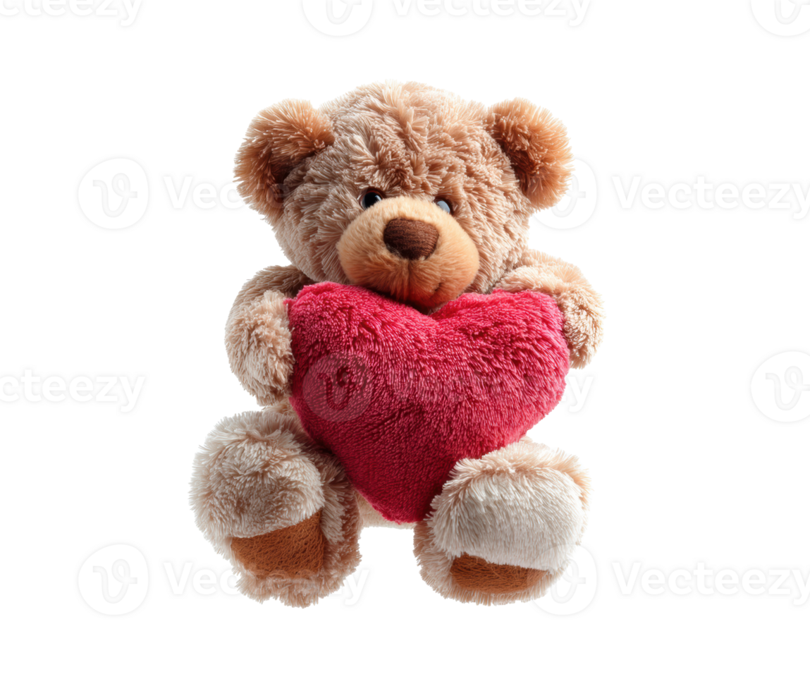 Cute teddy bear holding a heart for Valentine's Day gift png