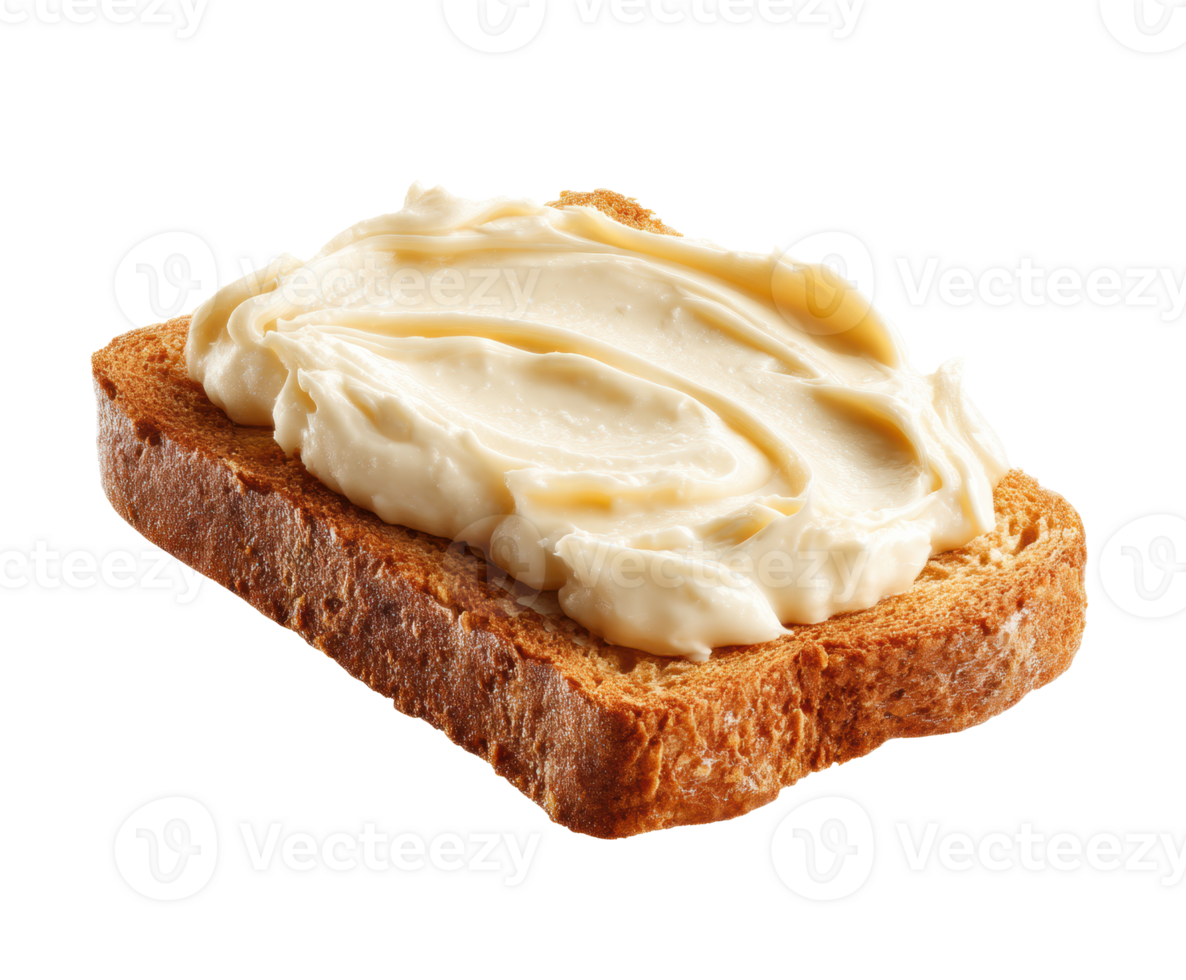 Creamy spread on toasted bread for a delicious snack experience png