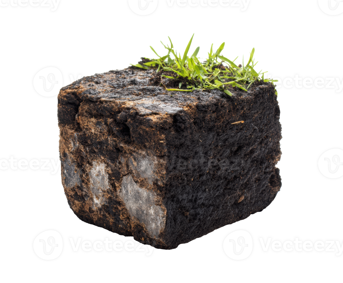 Natural stone block topped with grass for landscaping png