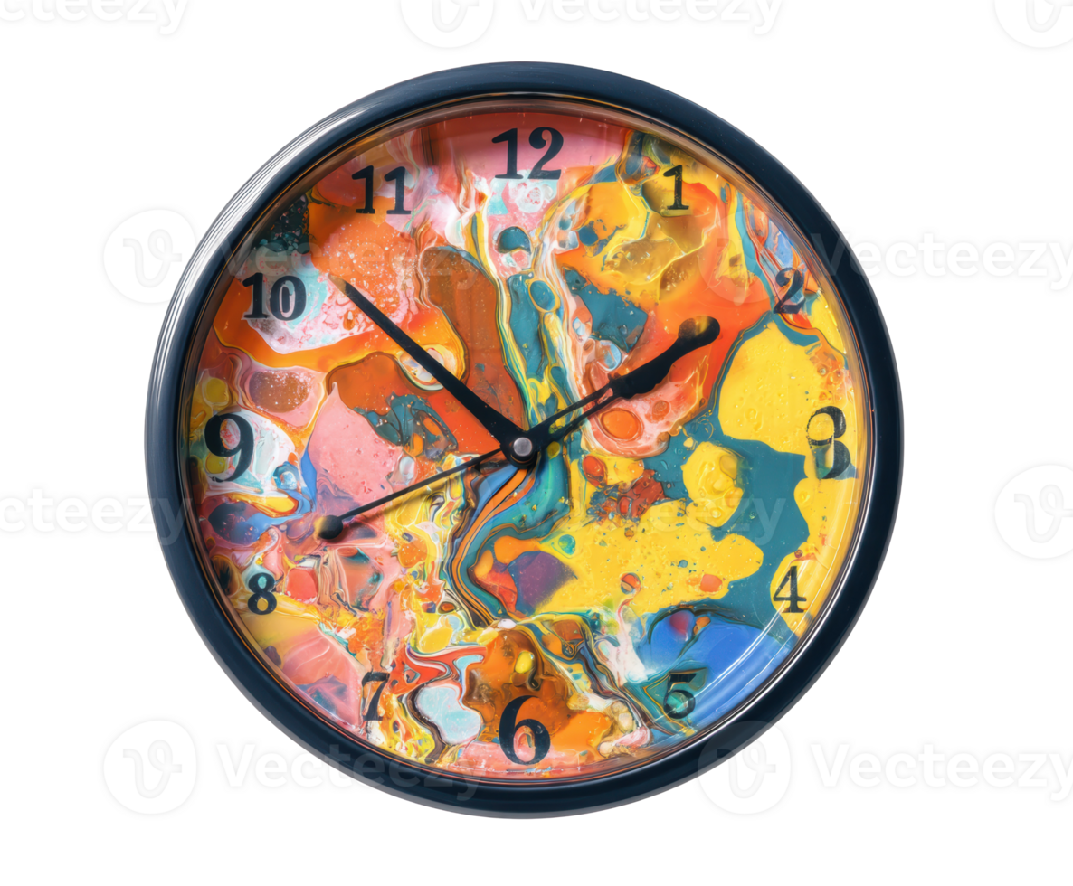 Colorful abstract clock design for home decor png