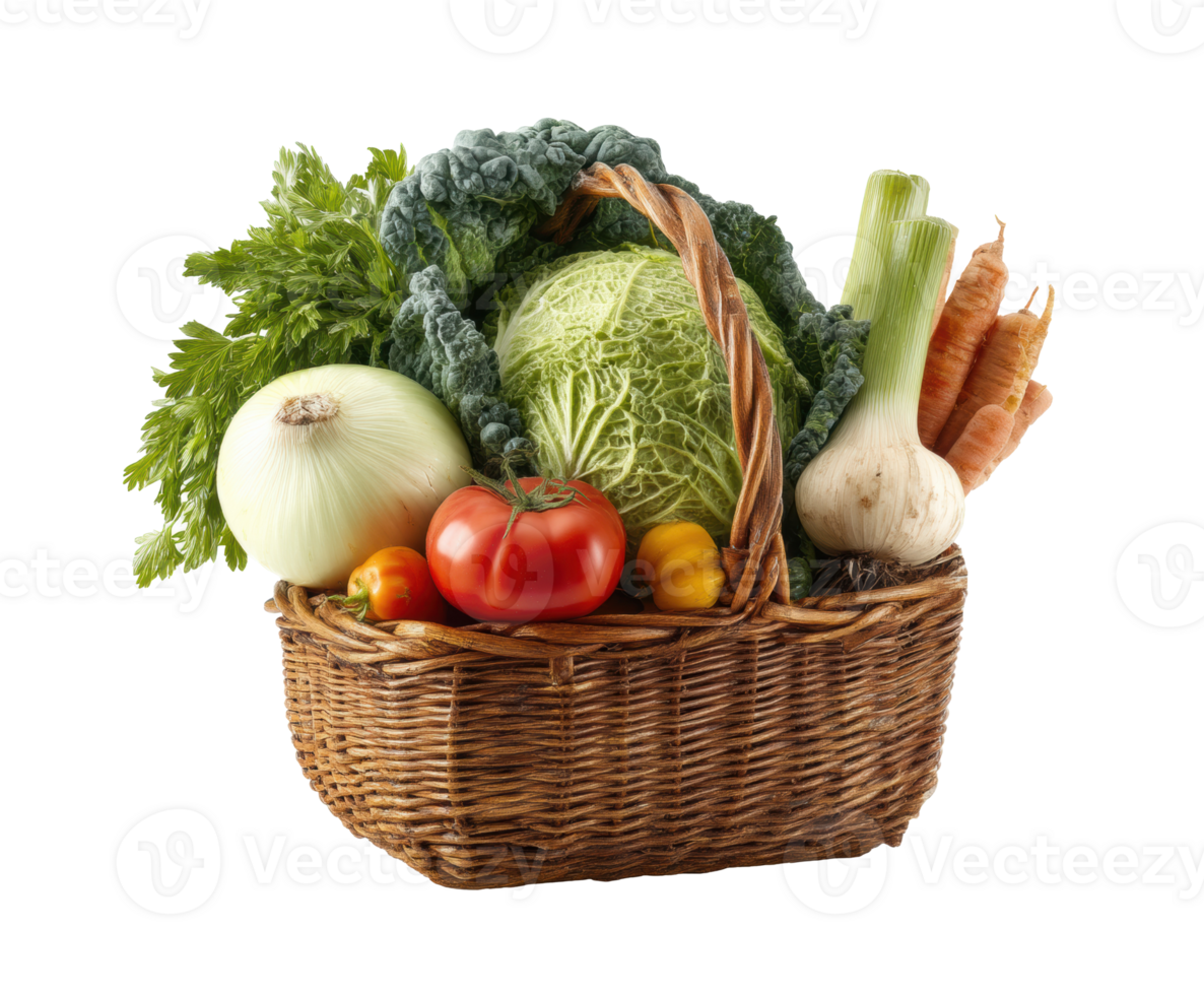 Fresh vegetable basket for cooking and salads png