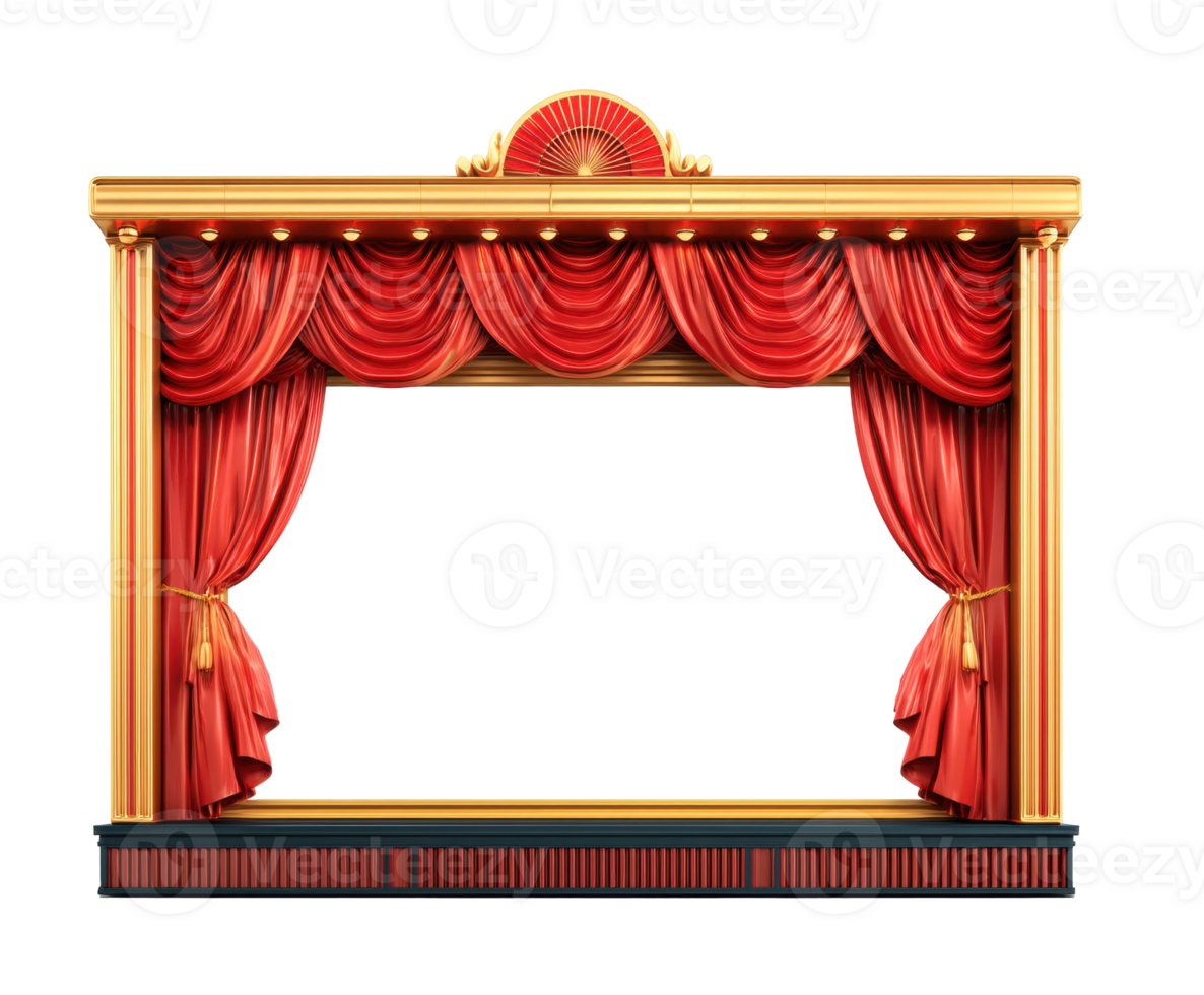 Theater stage with red curtains for performance and presentations png
