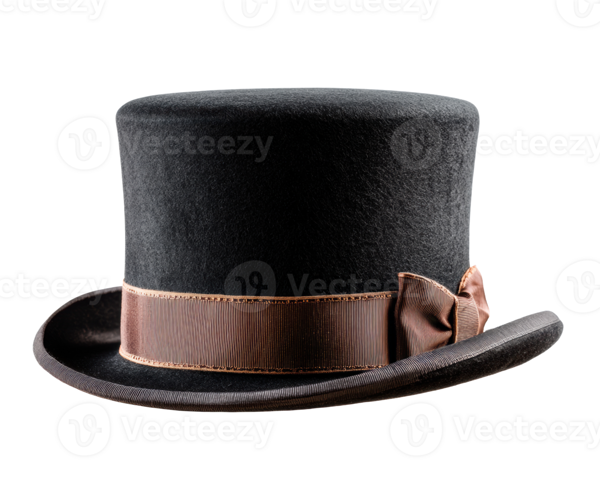 Classic top hat with satin ribbon perfect for formal occasions png