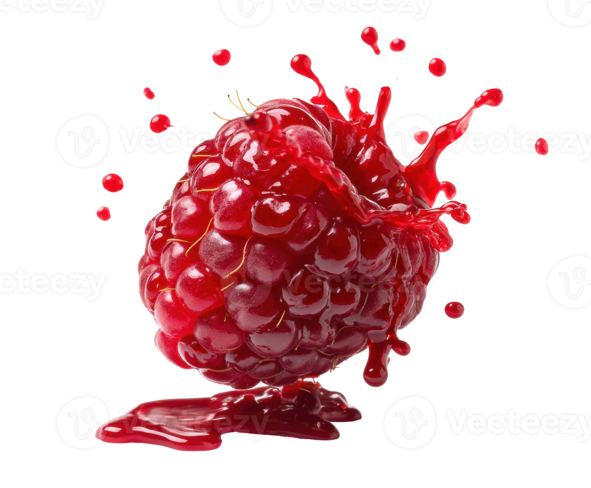 Vibrant raspberry splash with juicy droplets for culinary creativity png