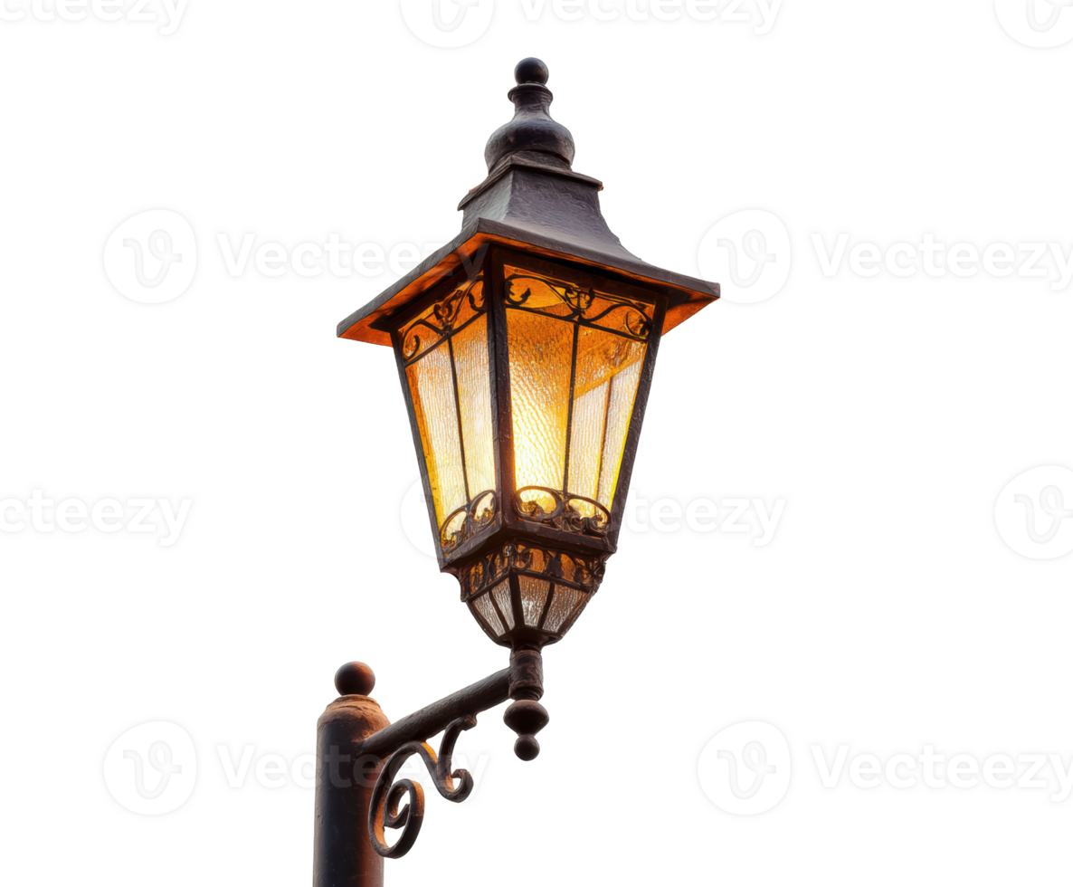 Elegant lantern lighting a rustic outdoor scene at dusk png