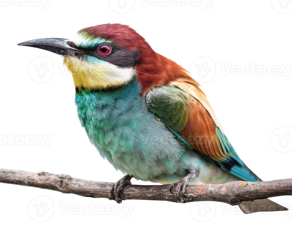 Colorful bird perched on branch in nature setting png