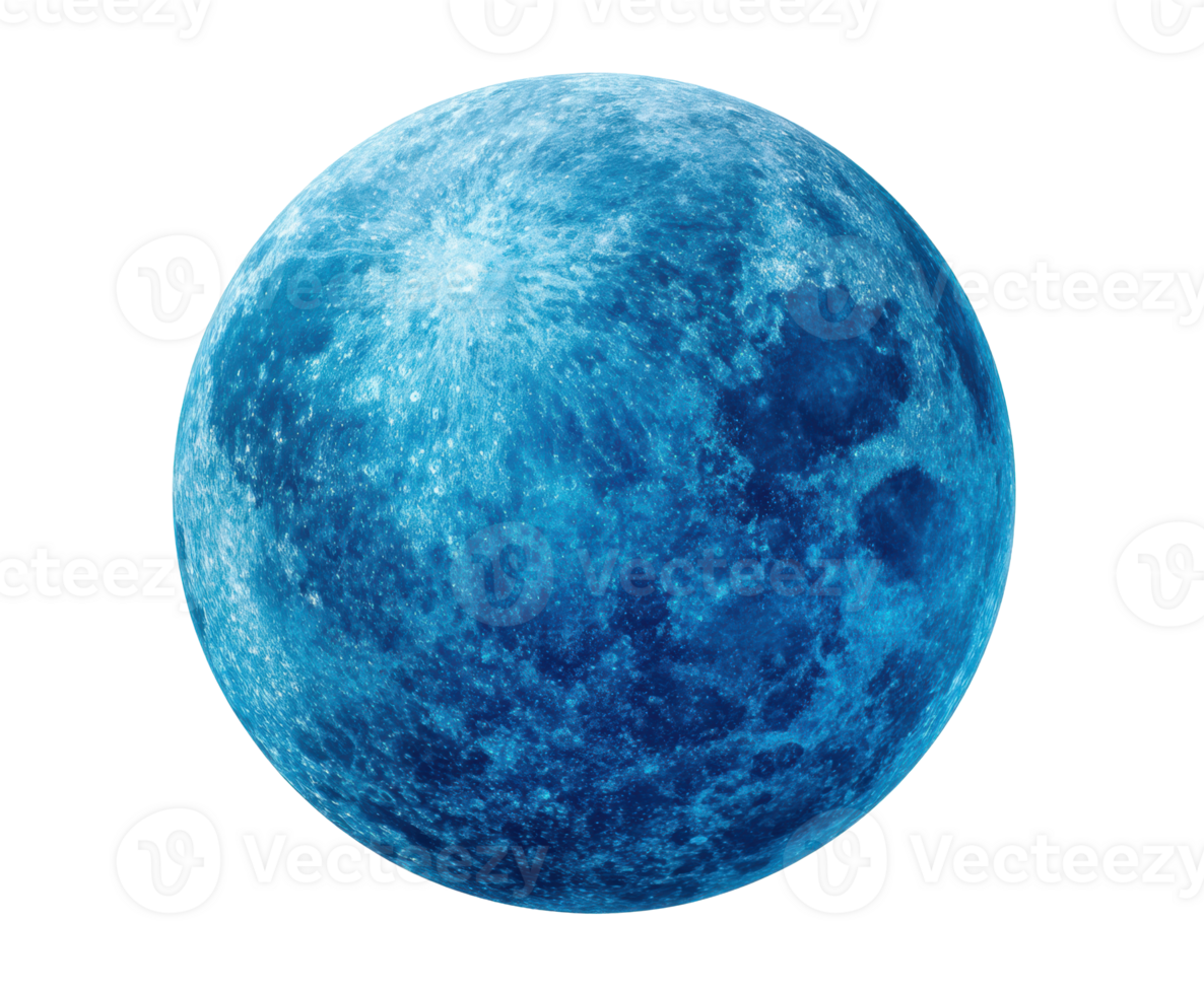 Blue moon sphere design for celestial art and decoration png