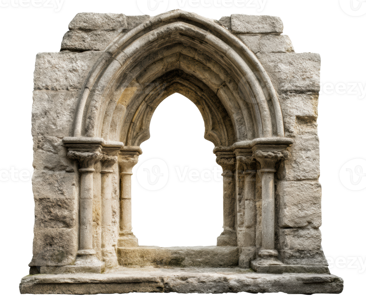 Historic stone archway with detailed carvings for architectural design png