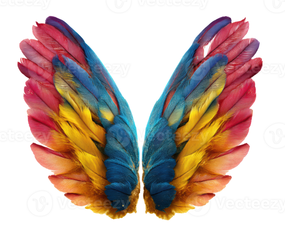 Vibrant feathered wings for creative design and artistic projects png