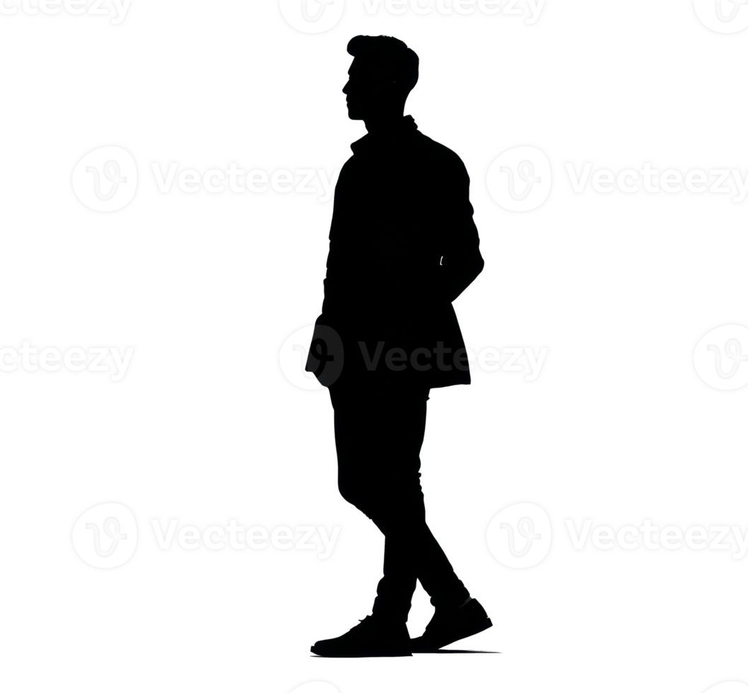 Silhouette of a man standing confidently in modern attire png