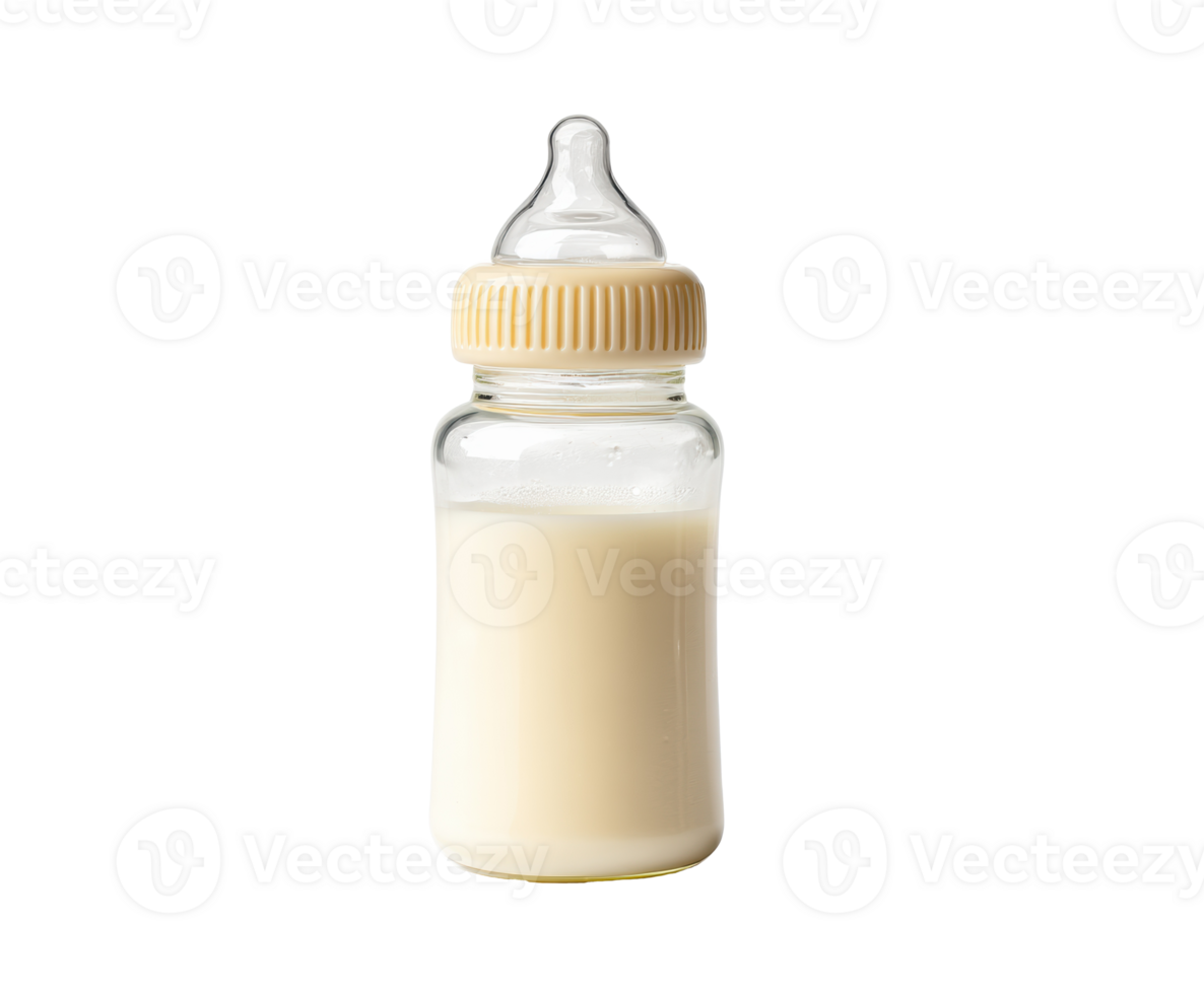 Baby bottle filled with milk ready for feeding infants and toddlers png