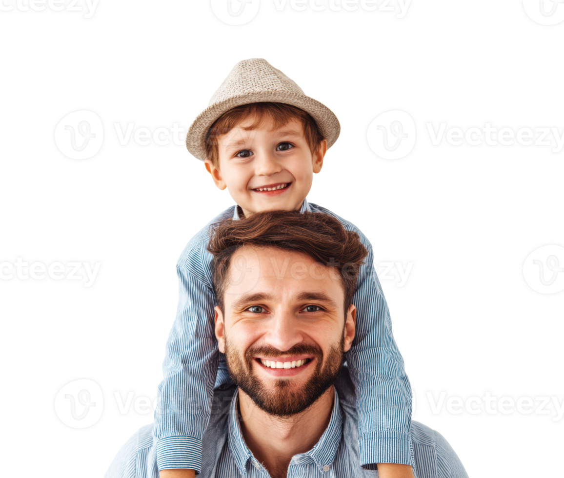 Joyful father and son bonding moment with cheerful smiles png