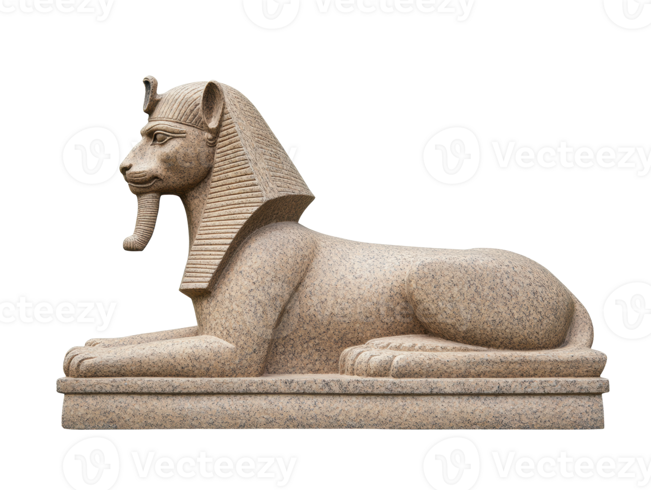 Ancient sculpture of a lioness with a pharaoh headdress for decoration png