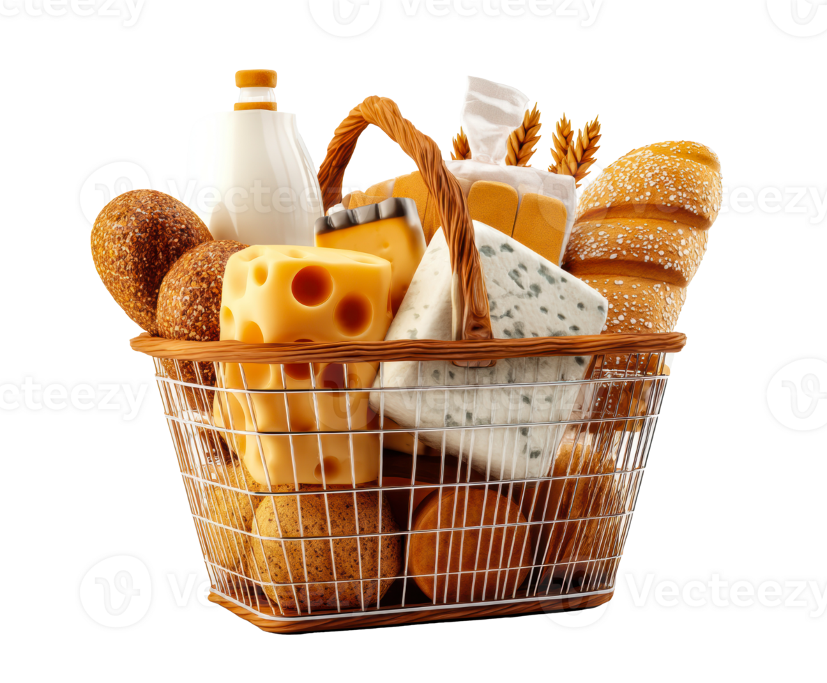 Assorted cheese and bread basket for culinary delights and gatherings png