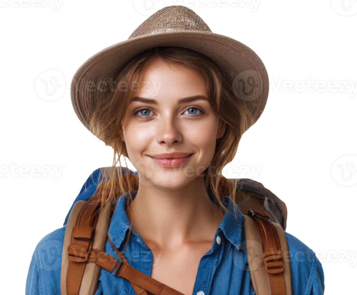 Adventure seeker ready for a hiking journey in nature png