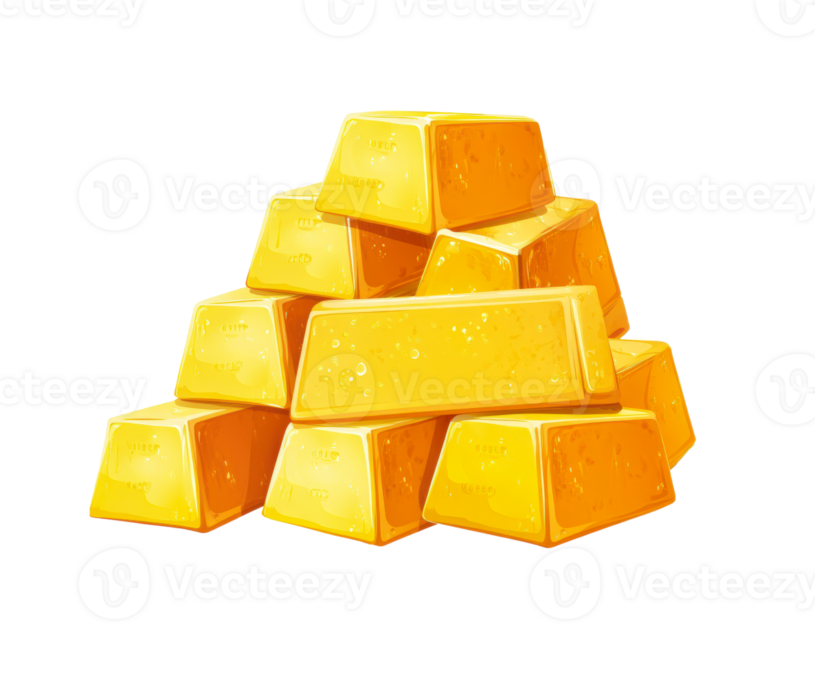 Pile of gold bars symbolizing wealth and prosperity for finance design png