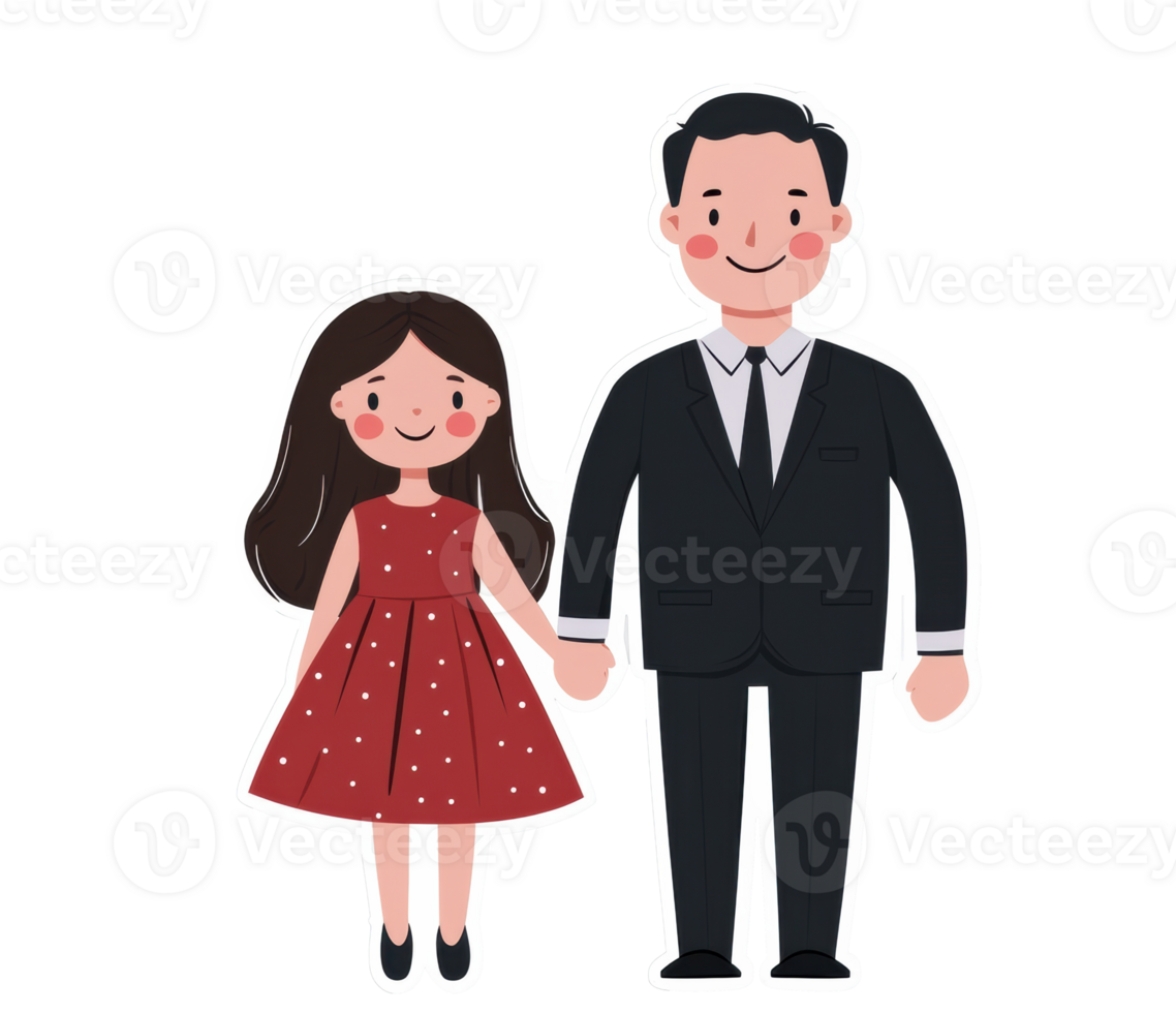 Father and daughter in elegant attire holding hands png