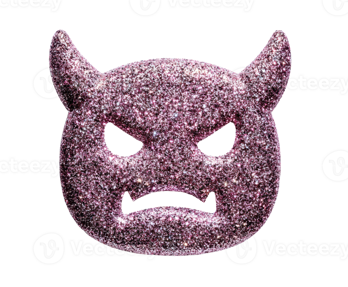 Glitter devil mask for Halloween celebration and costume design png