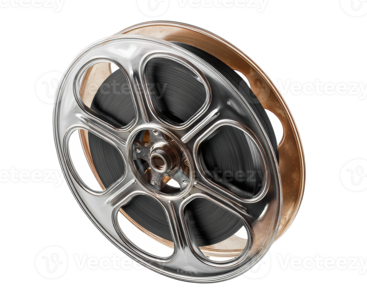 Vintage film reel showcasing classic cinema craftsmanship and design png