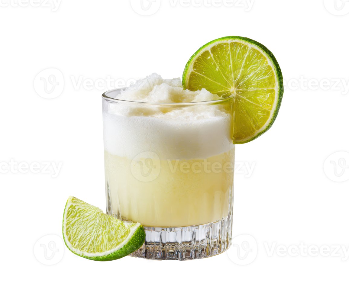 Refreshing lime beverage in a glass with frothy top and lime slices png
