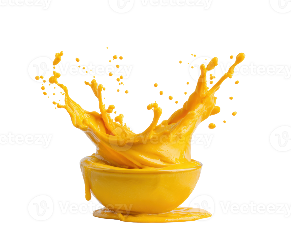 Yellow paint splash in bowl creates dynamic and vibrant scene png