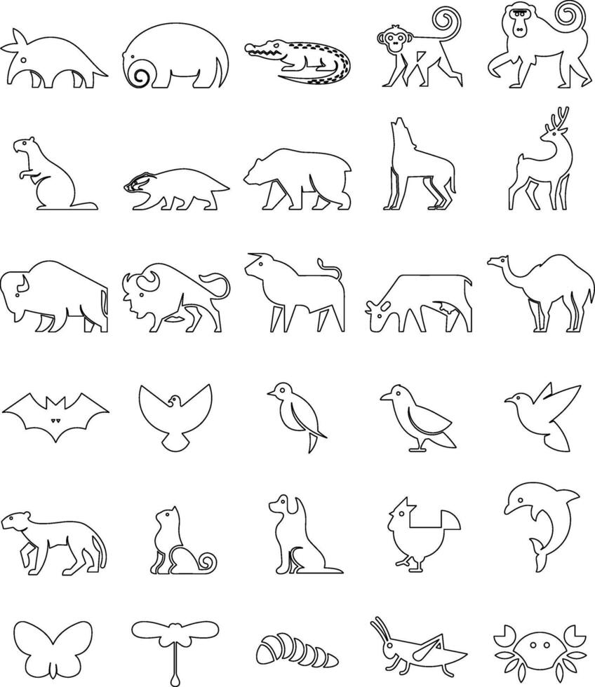 Animal Line Icons Set vector