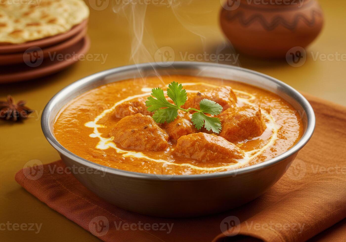 Close up of flavorful chicken tikka masala dish, ready to enjoy photo