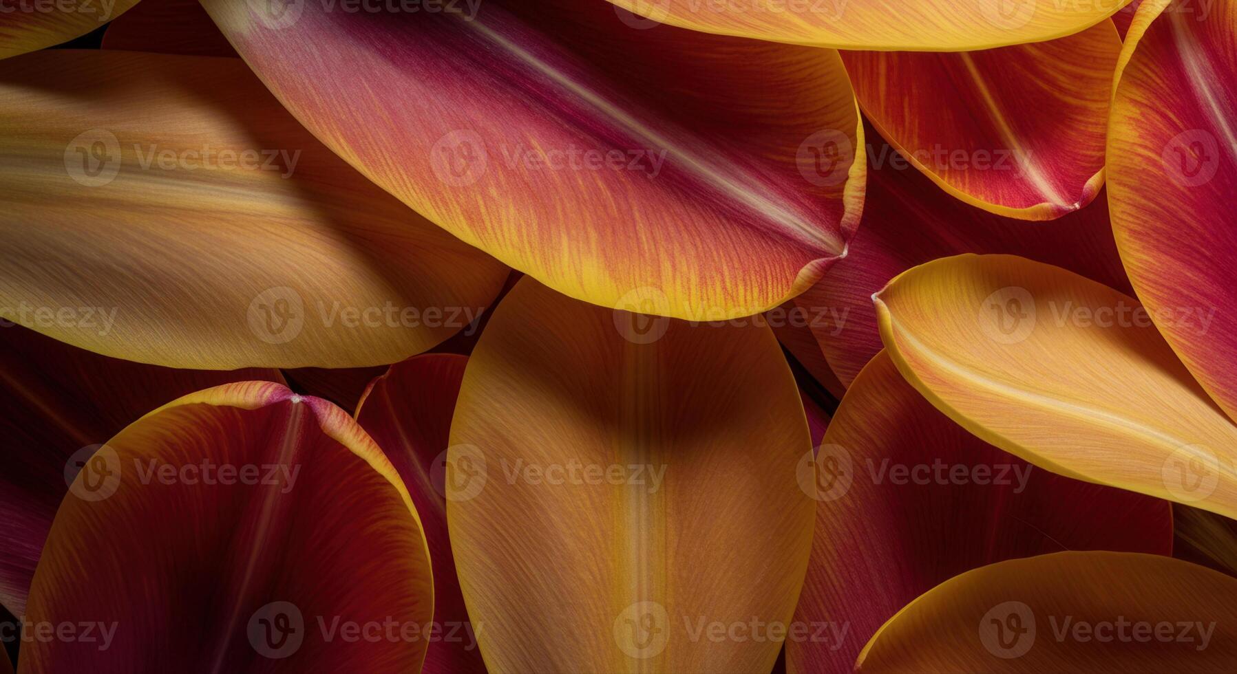 Vibrant layered tulip petals in warm tones create a striking background. photo