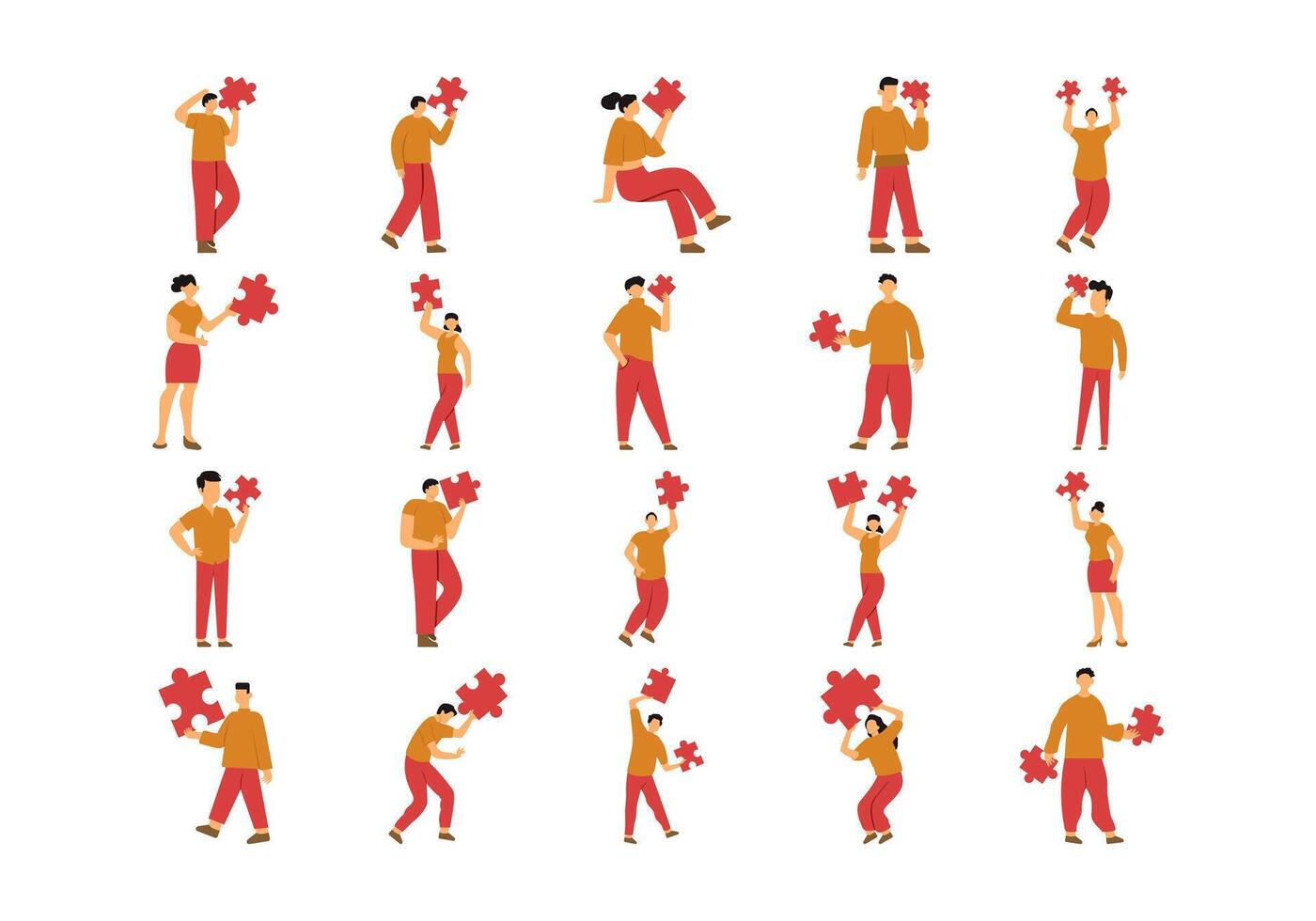 People With Puzzle Piece vector