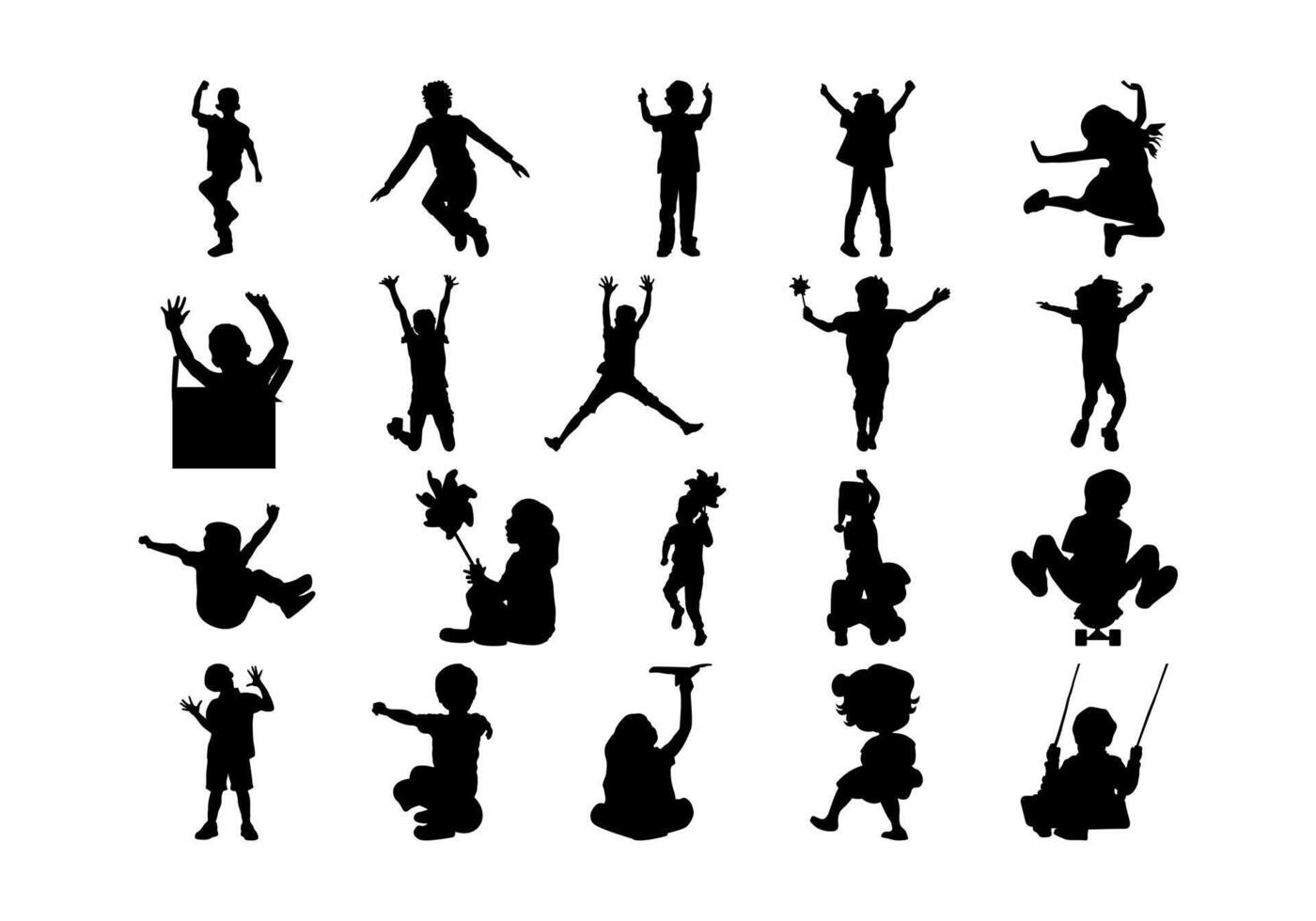 Happy Children Silhouette vector