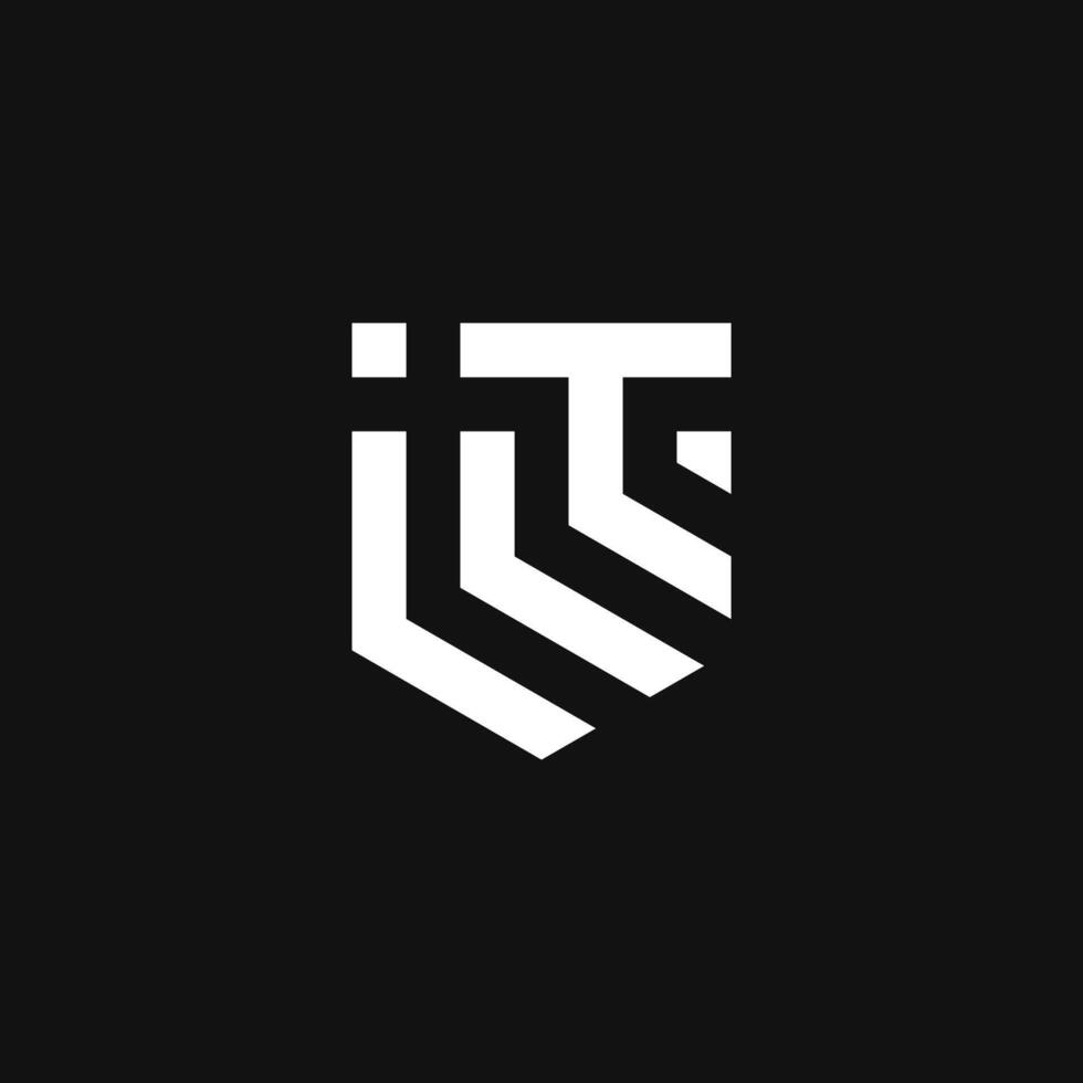 Letter IT and shield combination logo concept icon vector