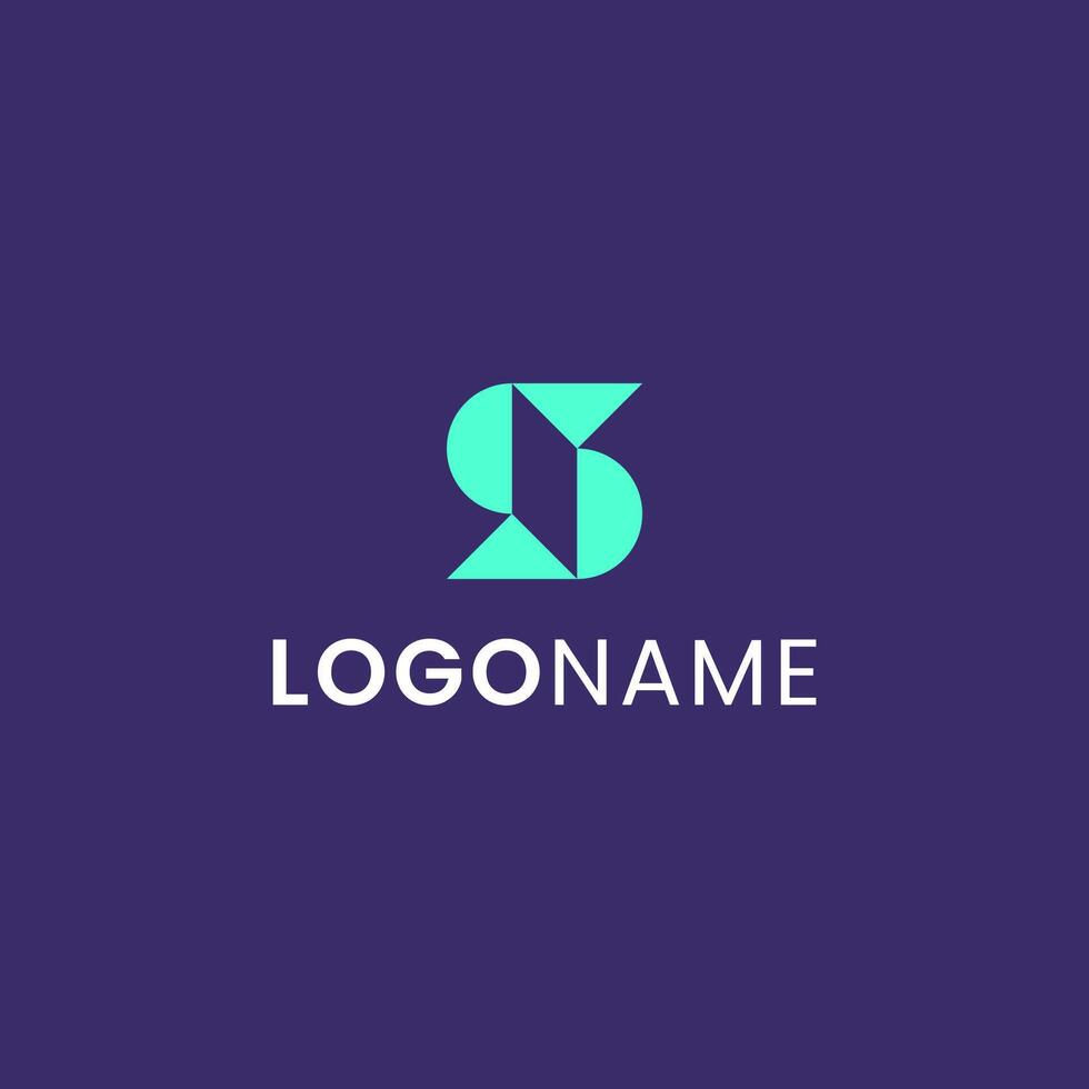 Letter S with simple geometric shapes logo vector