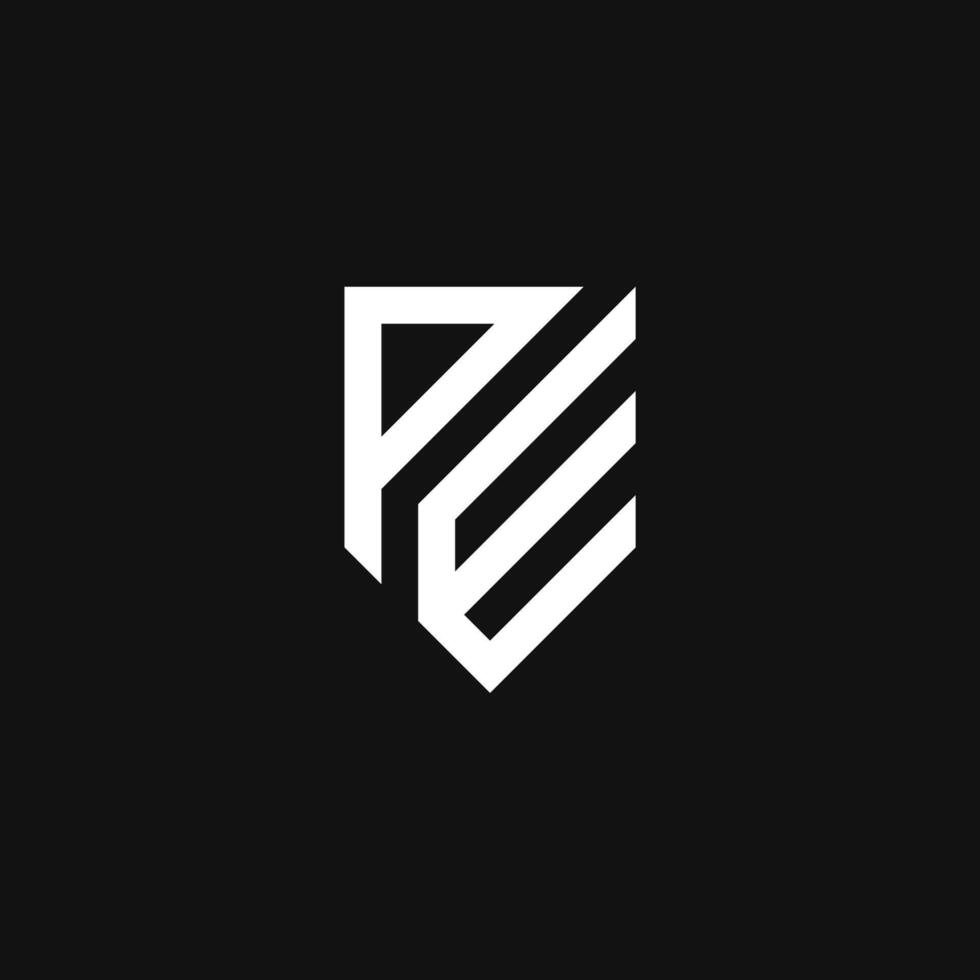 Letter PE and shield logo combination vector