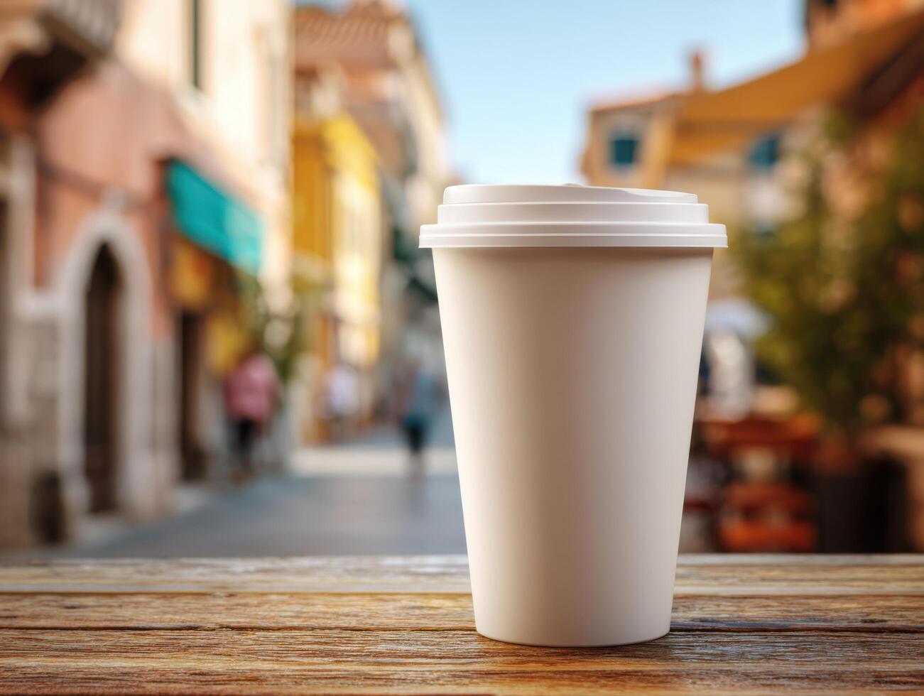 Cafe Lifestyle Cup Sleeve in a European Setting photo