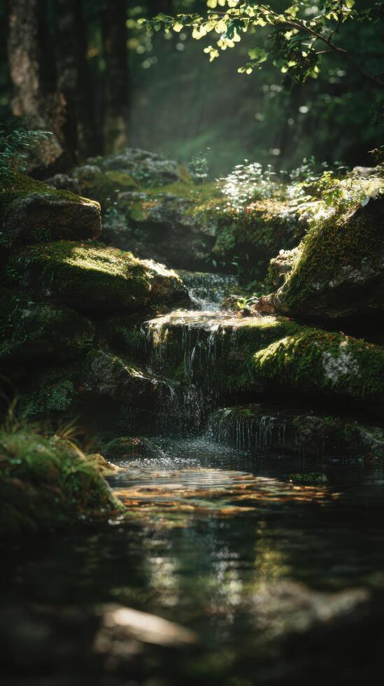 A Cascade Near A Secret Lake In A Peaceful Wood photo