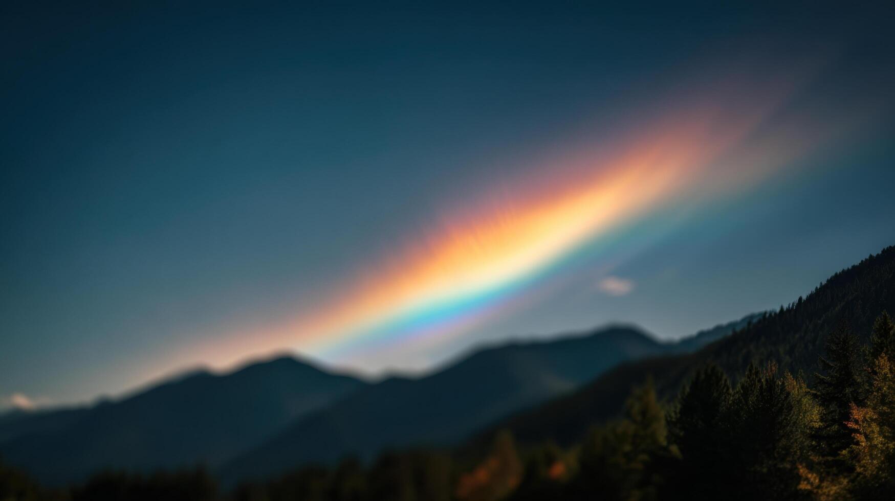 A Colorful Arc in the Sky Above a Lush Forest photo