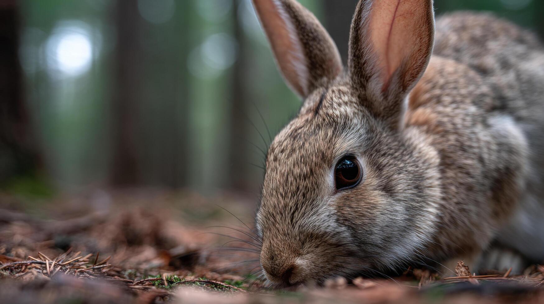 A Curious Bunny Munches on Grass in a Clearing photo