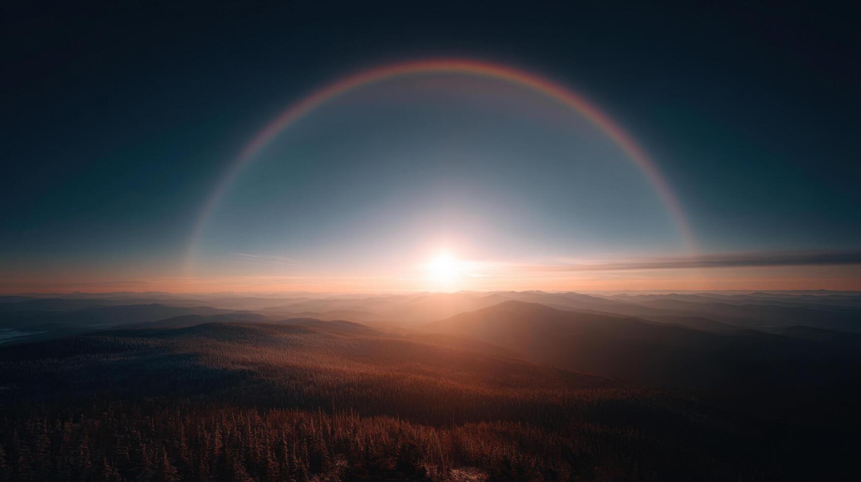 A Huge Forest Under a Solar Halo Effect photo