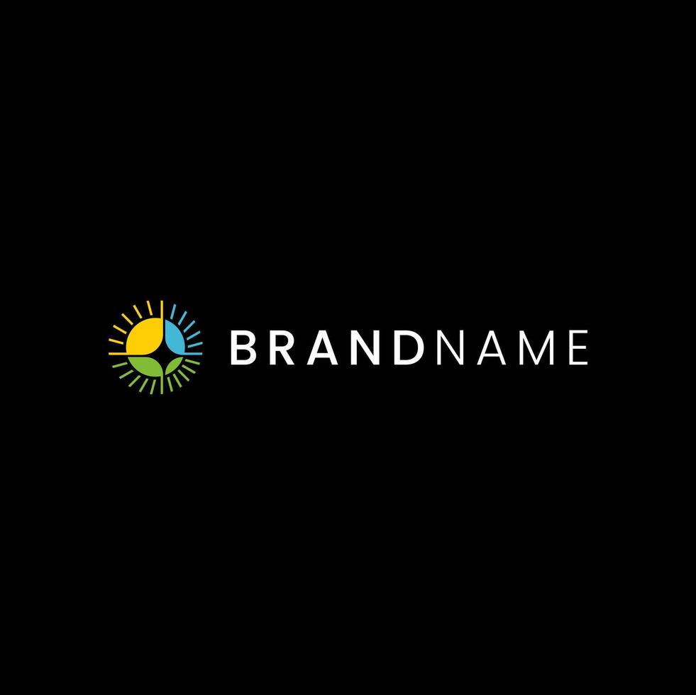 sun and light or sun bolt logo concept for solar energy vector
