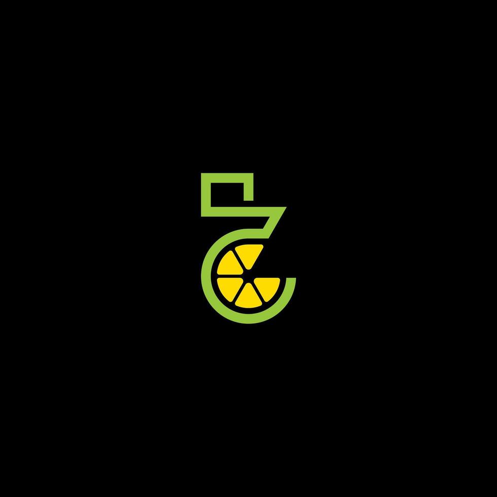 letter T and lemon or lime logo concept vector